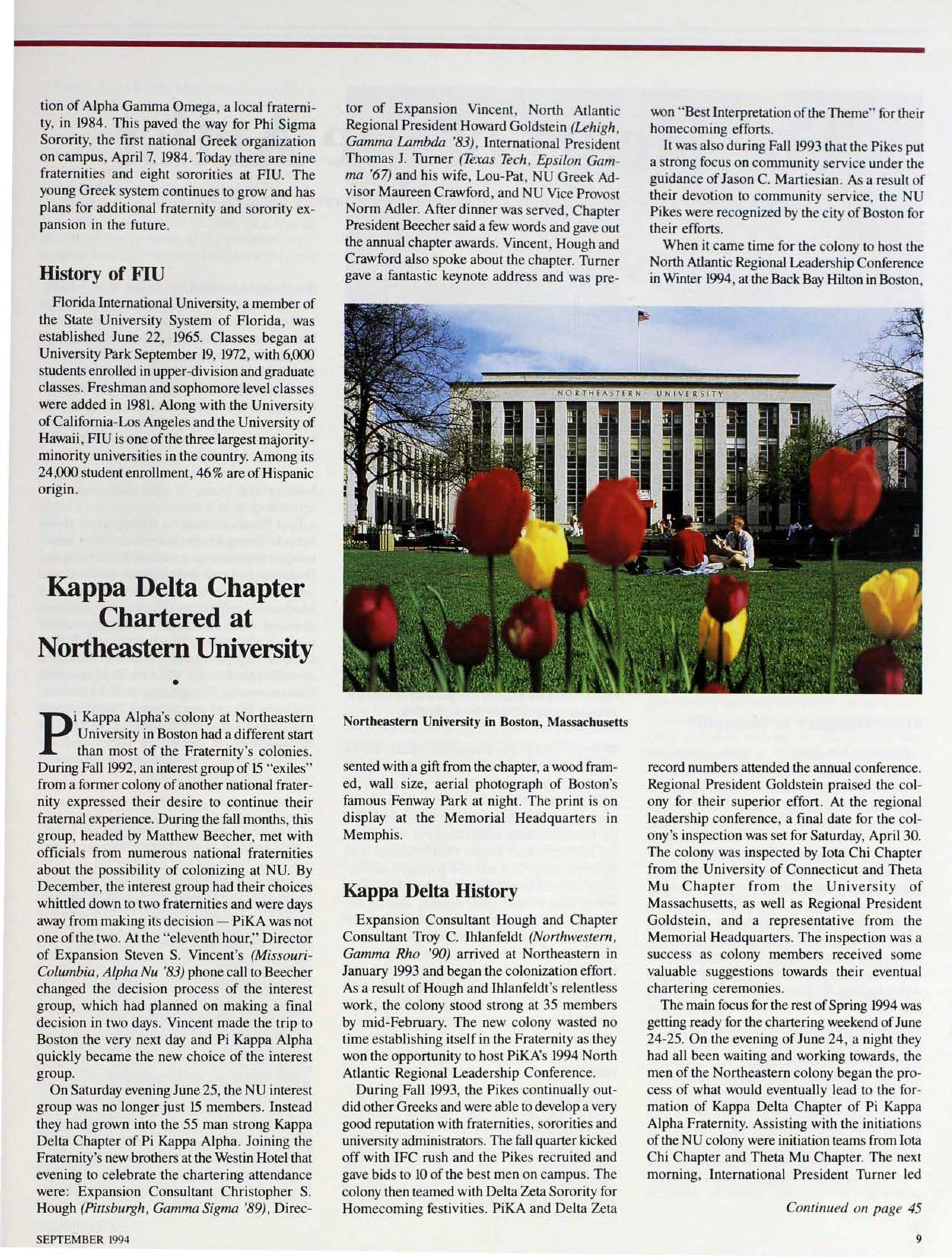 Expansion: Kappa Delta Chapter Chartered at Northeastern University